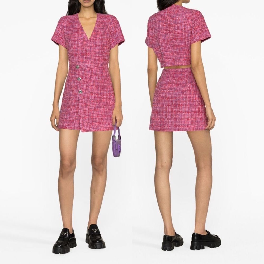 Maje Rolia Mini Fuchsia Pink Tweed Dress, Size 36 (Us Small)